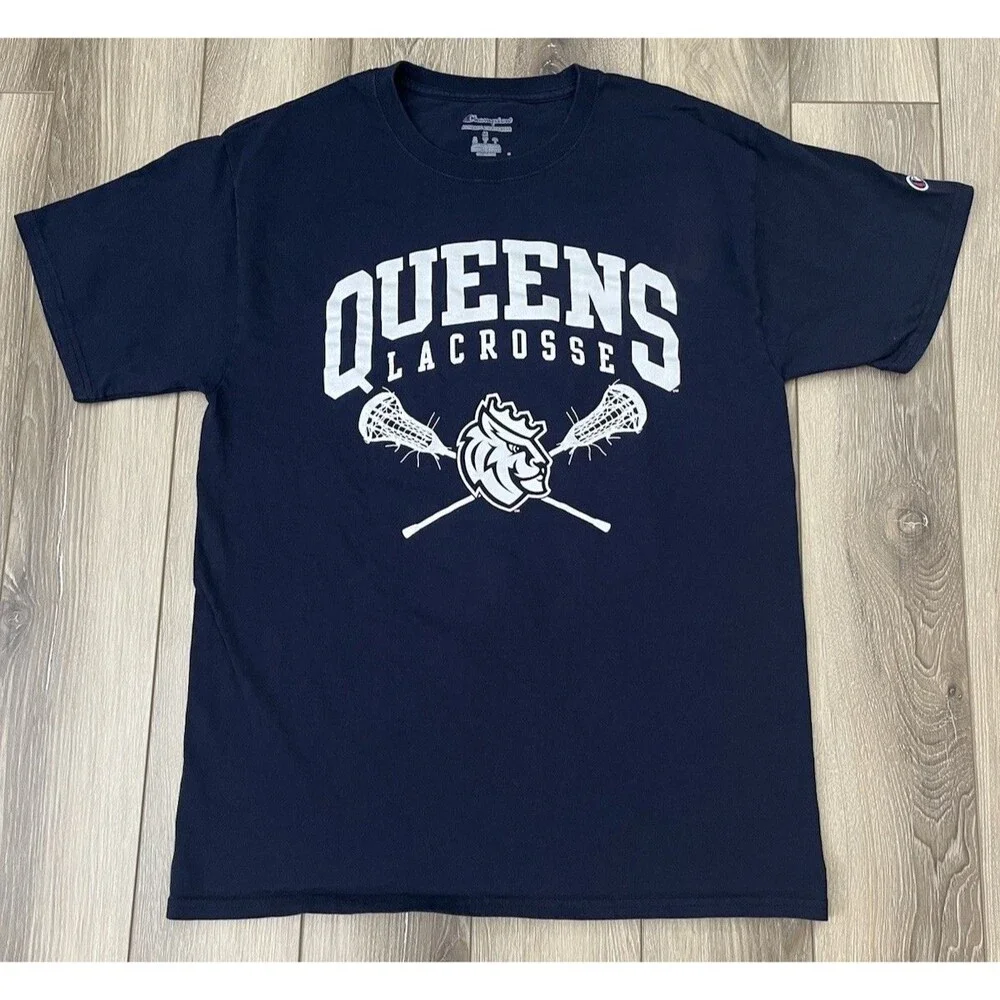 Champion Blue Short Sleeve Tee Queens University Lacrosse Men’s Sz Medium - Picture 2 of 8
